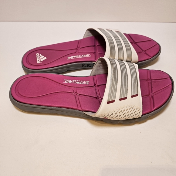 Adidas Supercloud white grey and pink slides size W9 US - Picture 2 of 5